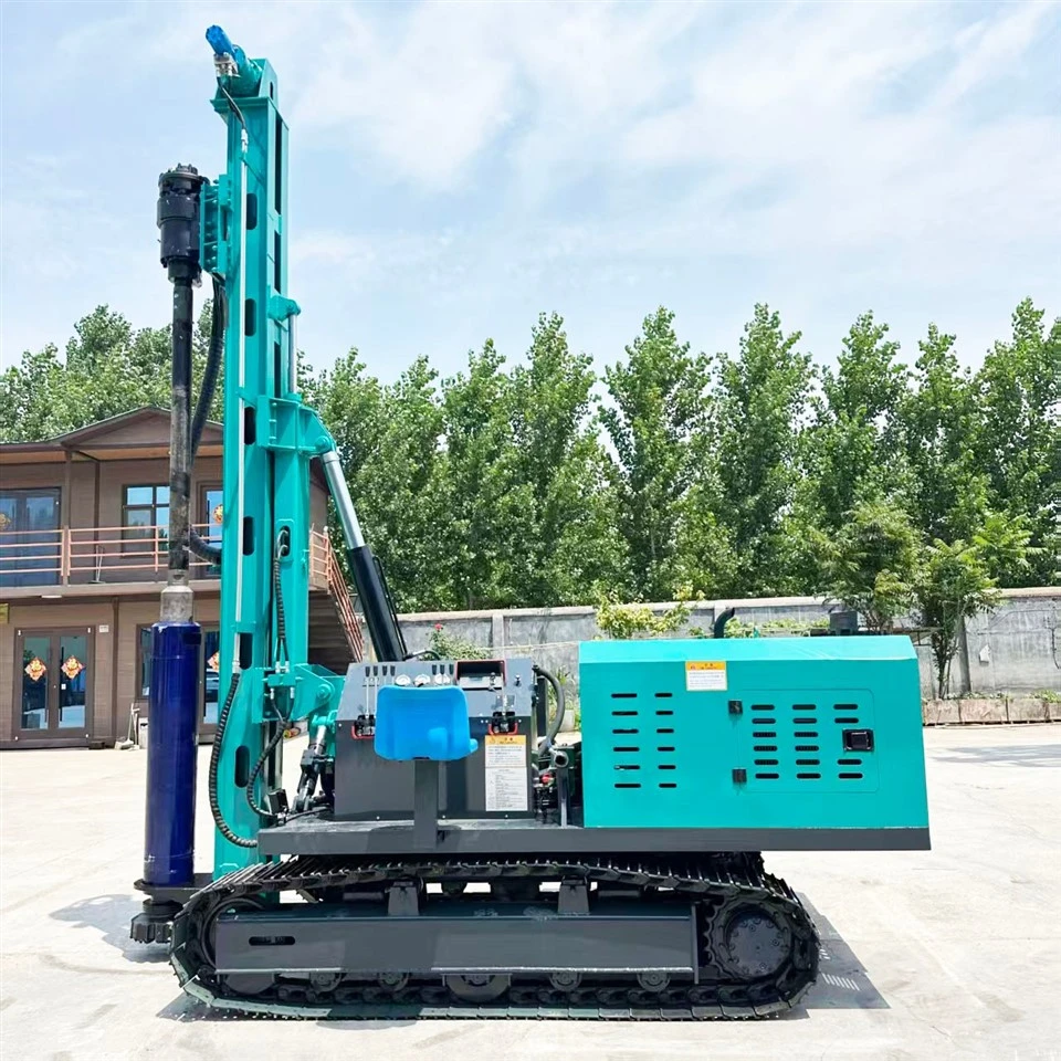 Crawler-mounted Photovoltaic Drilling Rig; Solar PV Helical Pile Driver With Hydraulic DTH (Down-The-Hole) Drilling Capability; Photovoltaic Pile Driver. high quality