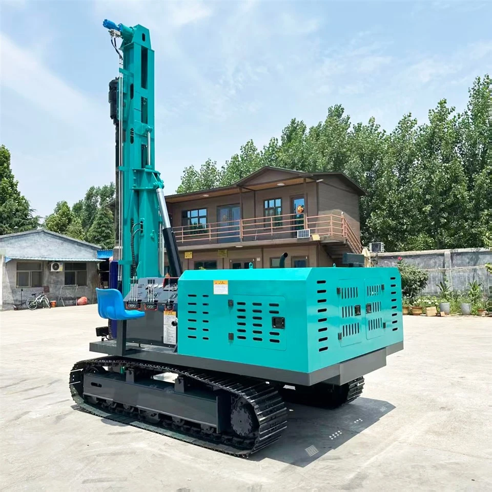 Crawler-mounted Photovoltaic Drilling Rig; Solar PV Helical Pile Driver With Hydraulic DTH (Down-The-Hole) Drilling Capability; Photovoltaic Pile Driver. factory
